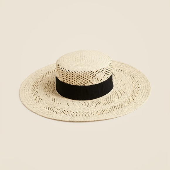 J. Crew Accessories - J.Crew Wide-brim boater hat with ribbon CI085